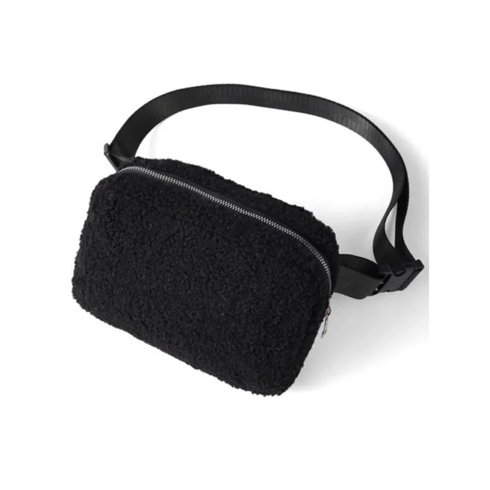 cloverkey Black Sherpa Belt Bag Fanny Pack